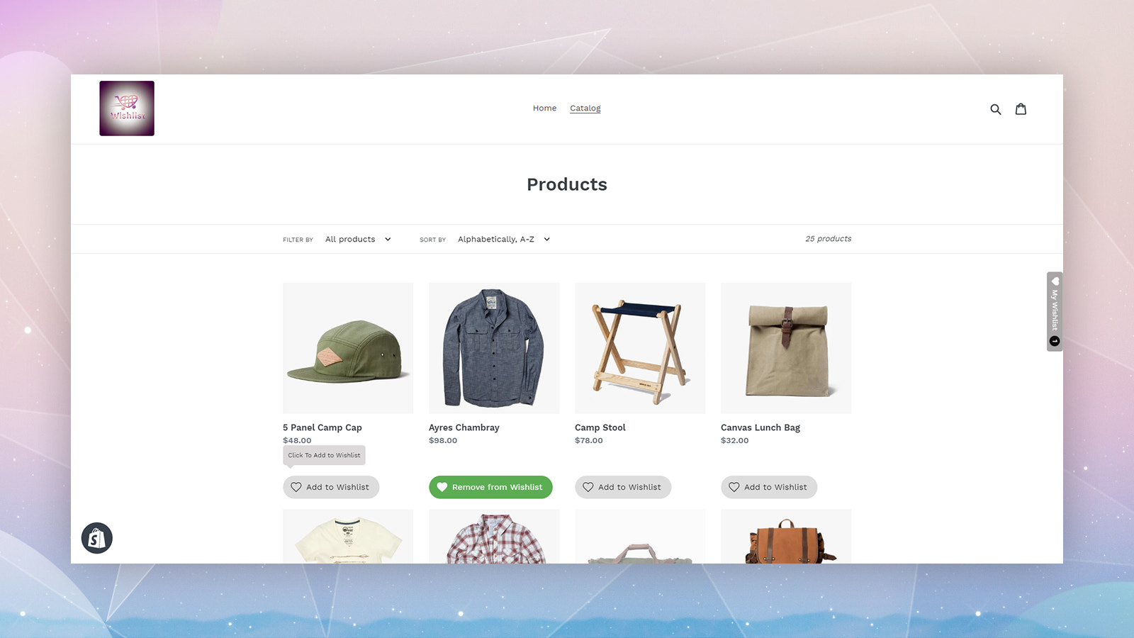 page de produit wishlist by appmixo