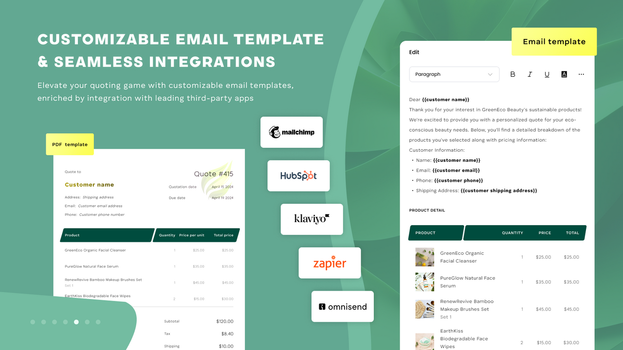 Customize email template and integrate third-party apps