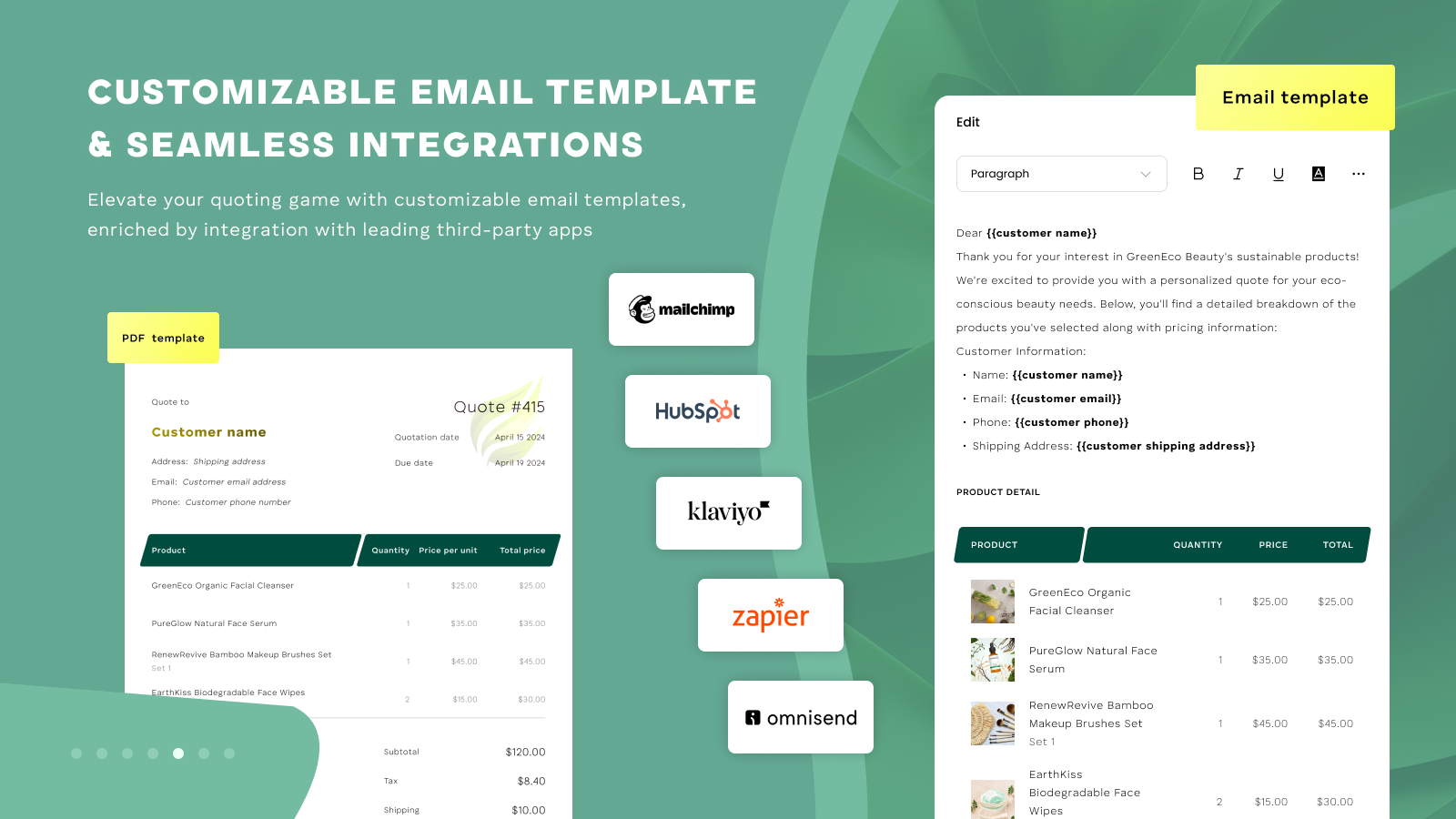 Customize email template and integrate third-party apps