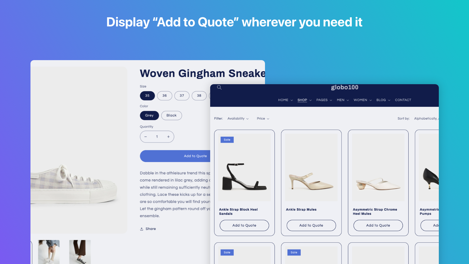 "Add to Quote" on the product list (collection page, home page)