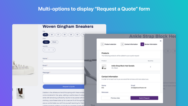 You can display "Quote Form" in the product individual page