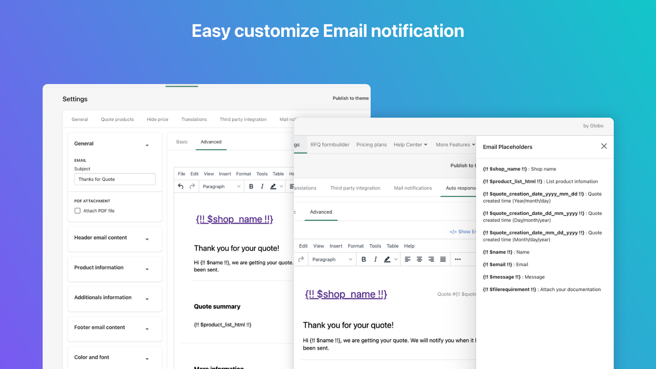 Admin: Customizable Email Template