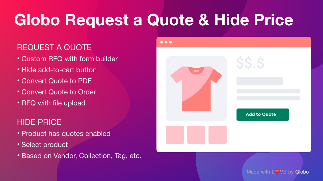 Shopify Be om et tilbud, skjul pris