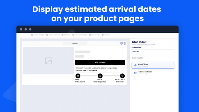 Display estimated arrival dates  on your product pages
