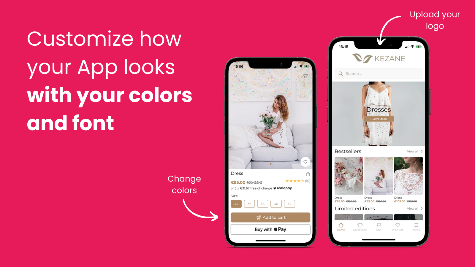 Pas aan hoe uw app eruit ziet met uw kleuren en lettertype