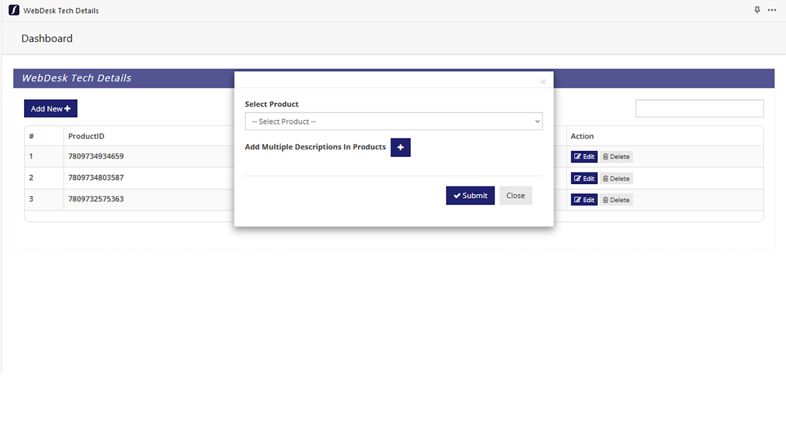 WebDesk Tech Details Screenshot