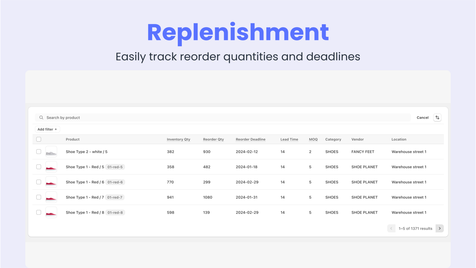 Page de réapprovisionnement