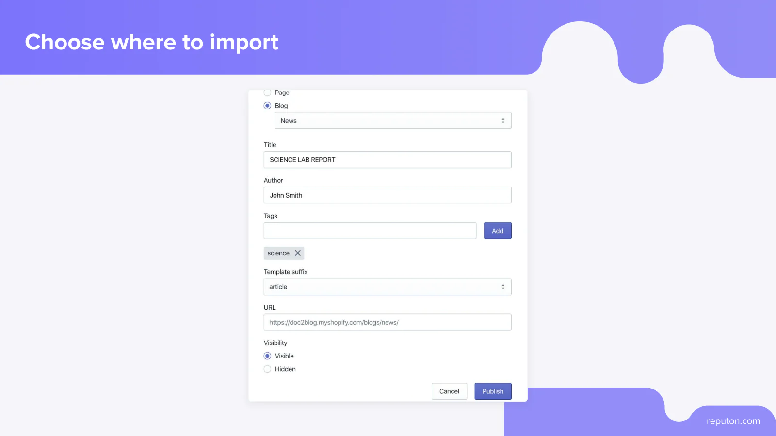 create Shopify blog post form Google Docs