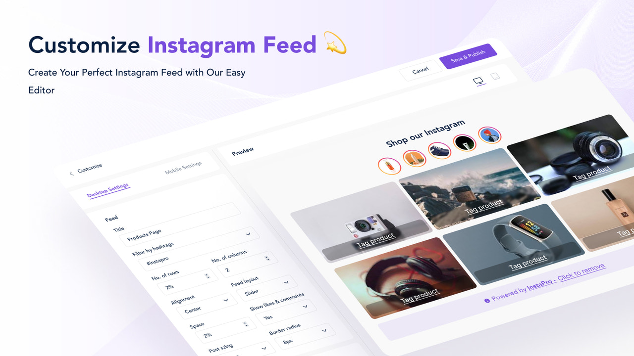 Customise instagram feed