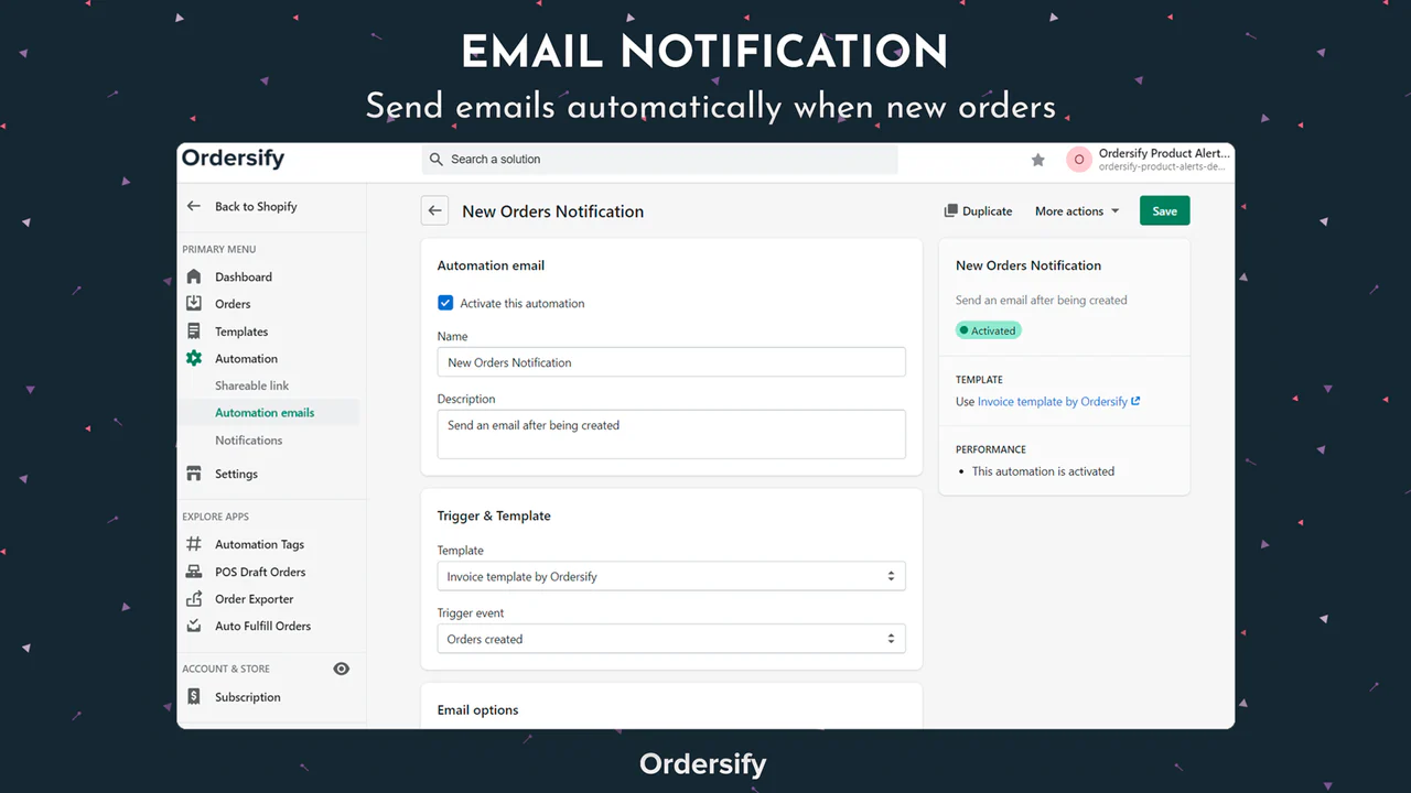 Send email notifications when new orders