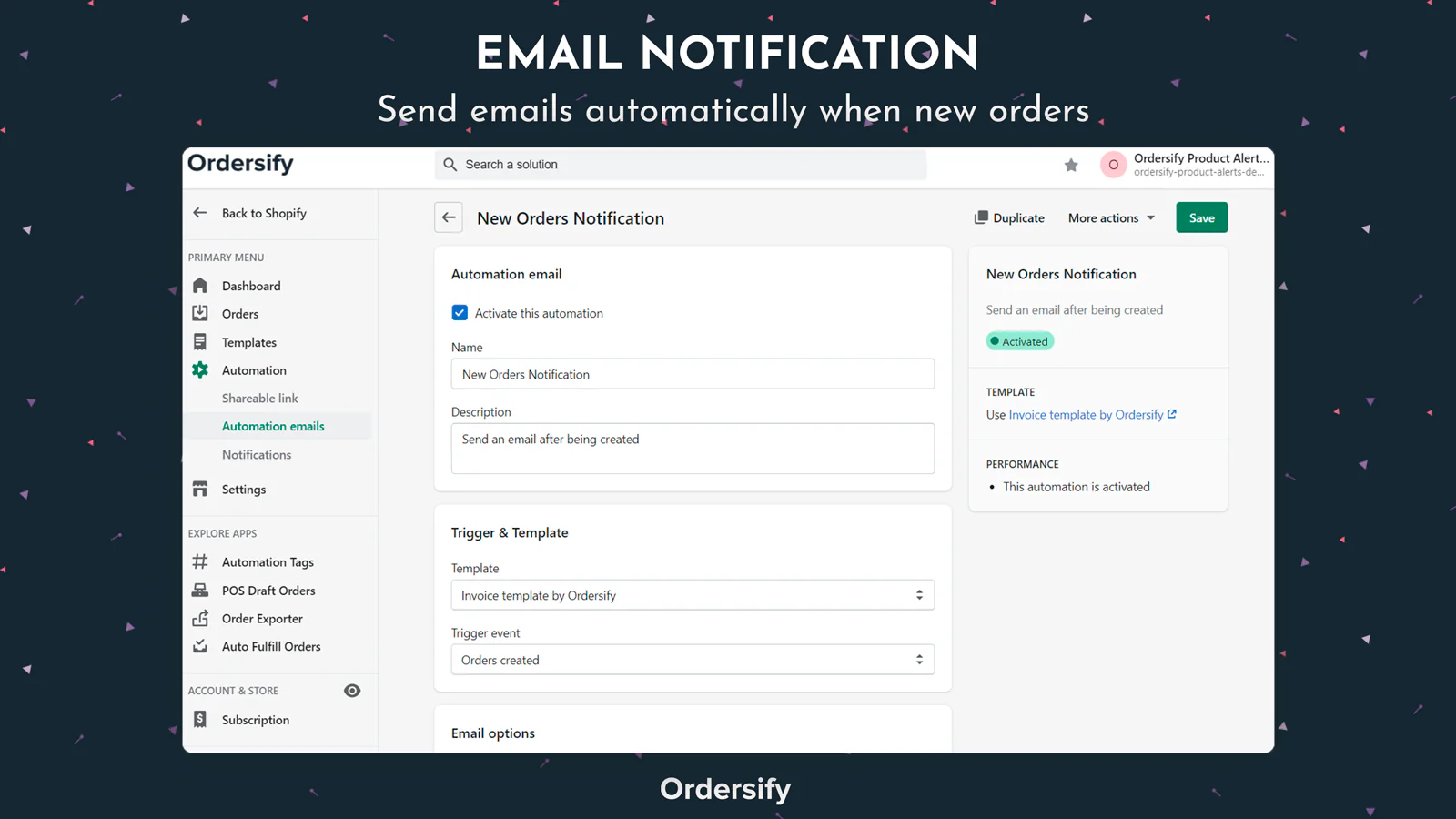 Envoyez des notifications par e-mail lors de nouvelles commandes