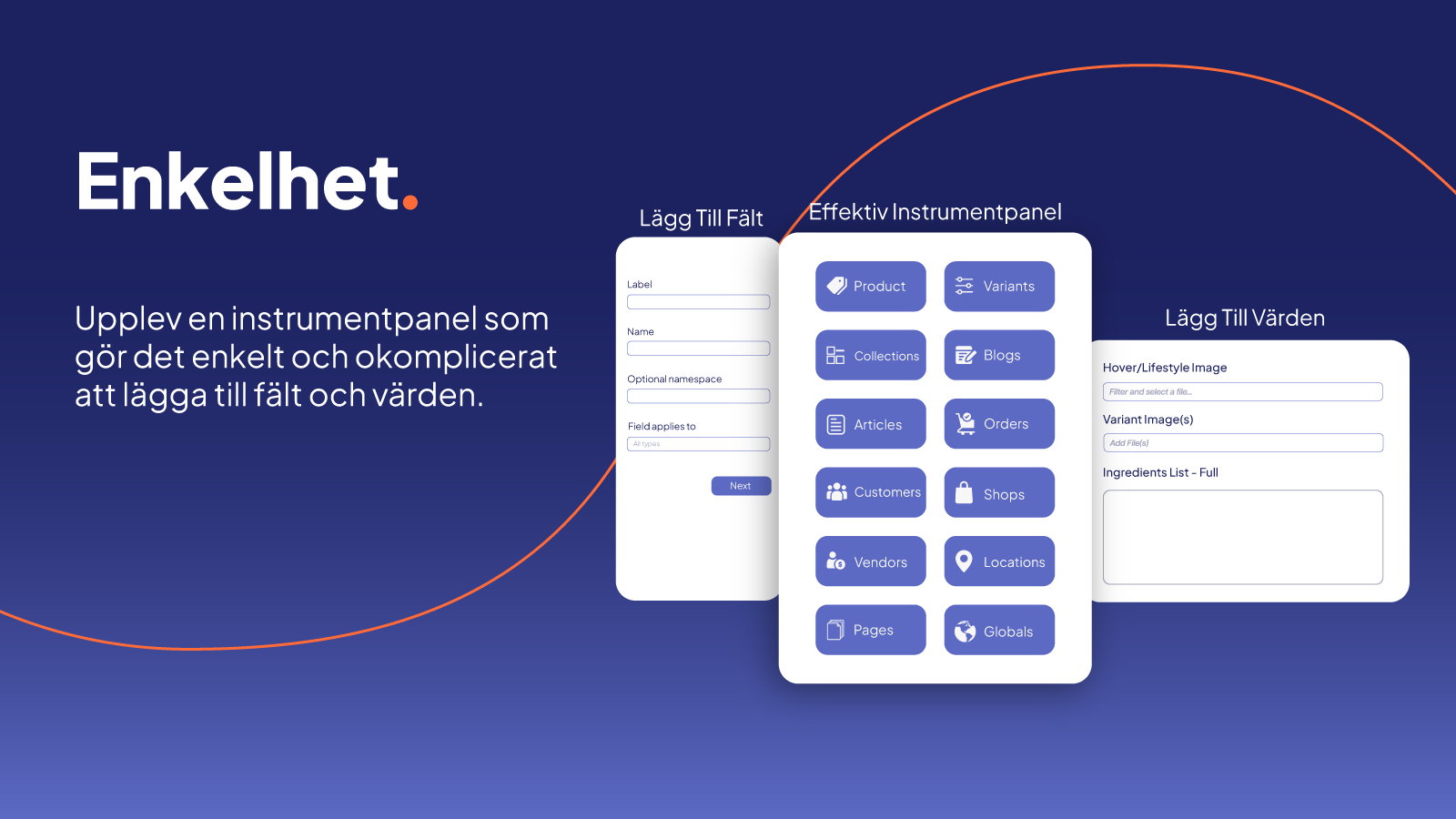 Enkel instrumentpanel för att lägga till fält