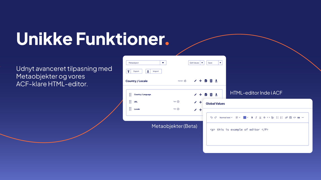 Tilpas med Metaobjekter & ACF HTML Editor