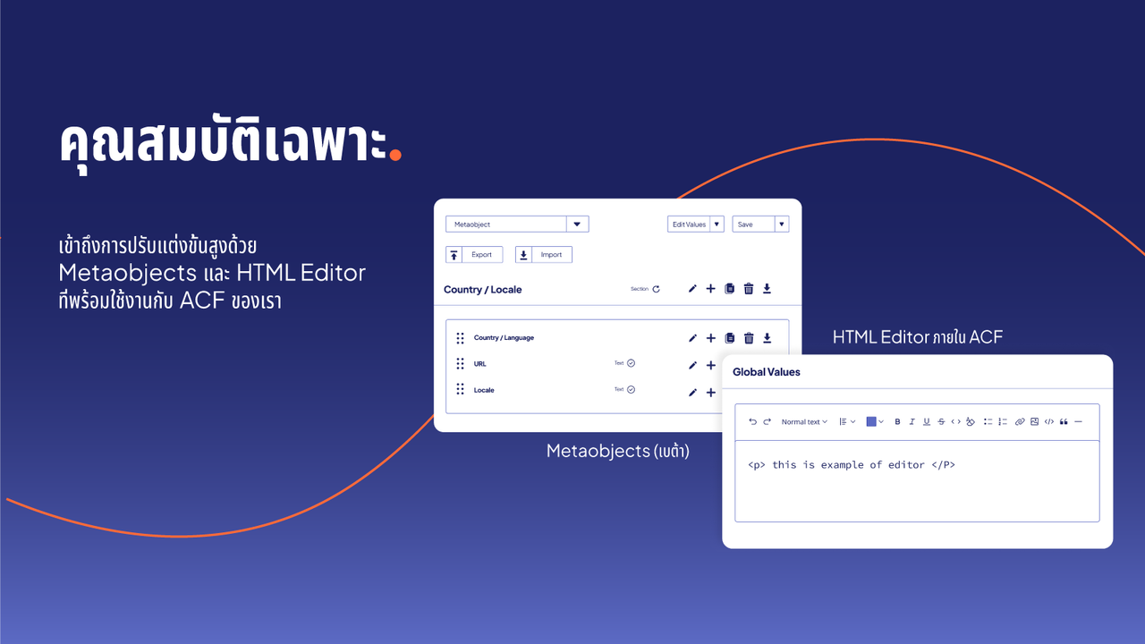 ปรับแต่งด้วย Metaobjects และ ACF HTML Editor