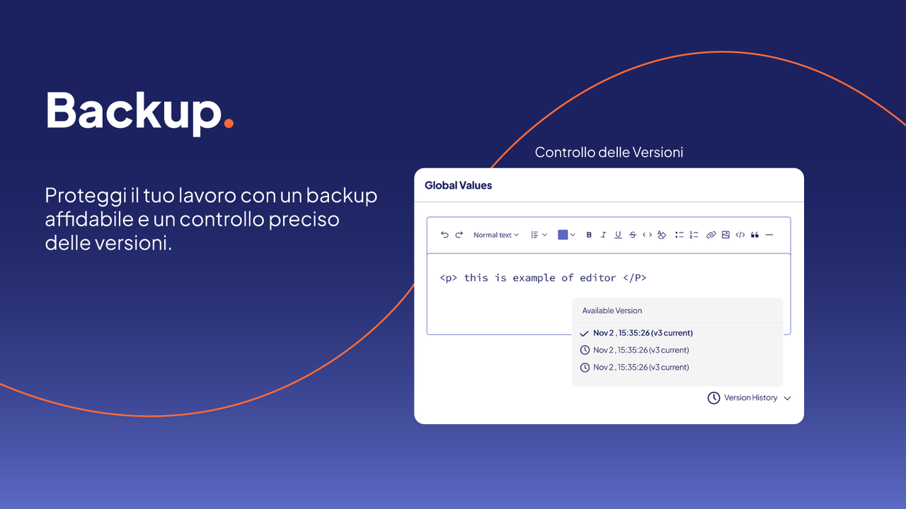 Backup affidabile e versionamento per lavoro sicuro.