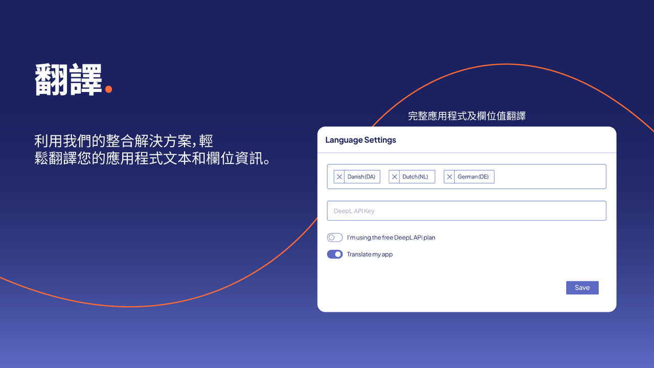 我們的解決方案提供流暢的應用文本和欄位翻譯