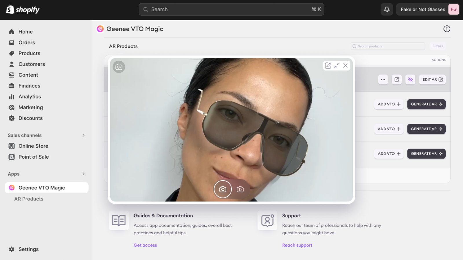 Geenee Glasses Virtual Try‑On Screenshot