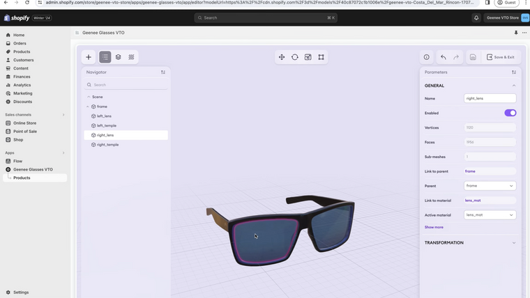 Geenee Glasses Virtual Try‑On Screenshot