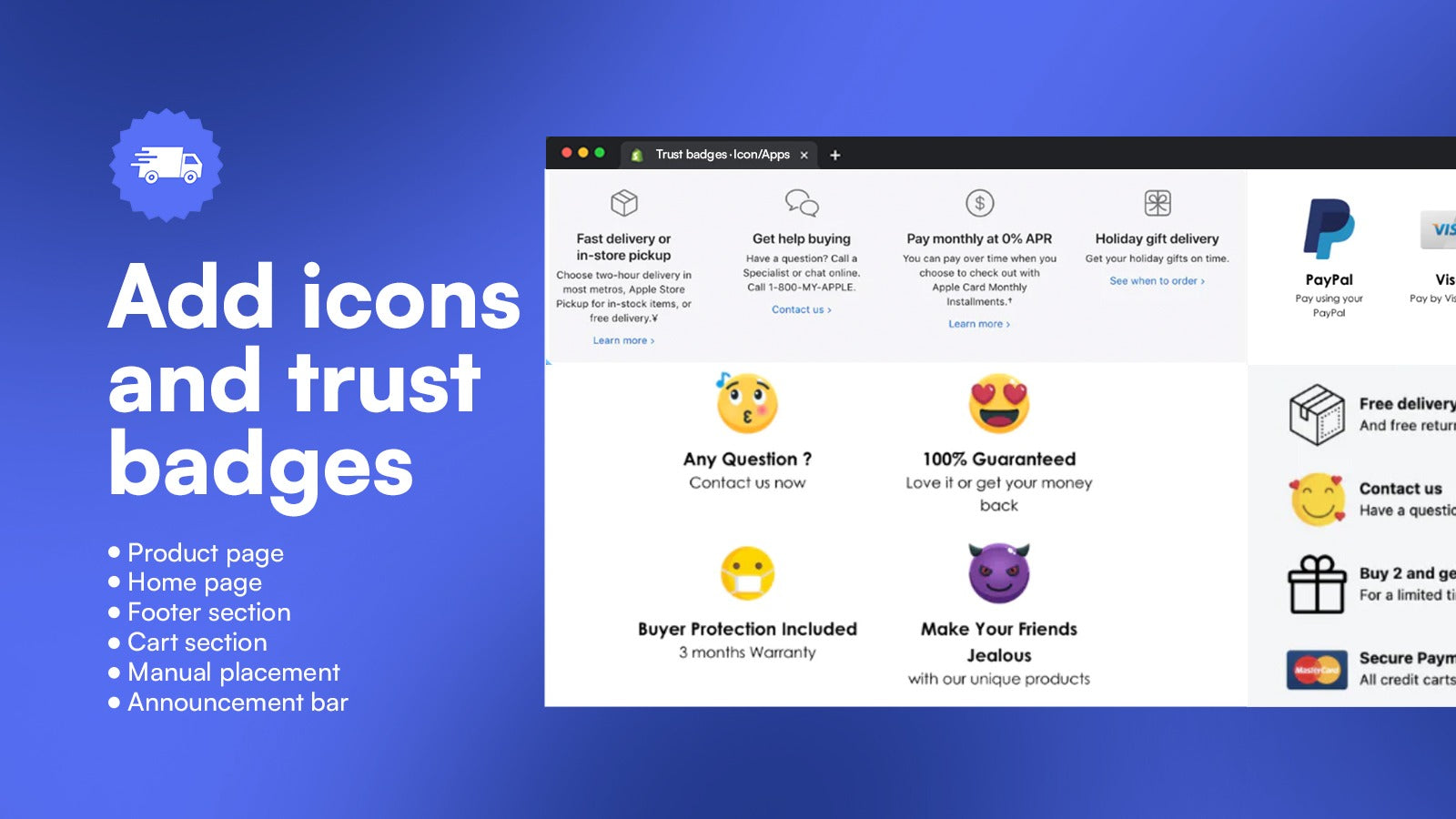 Trust badges & icons ‑ Iconito Screenshot