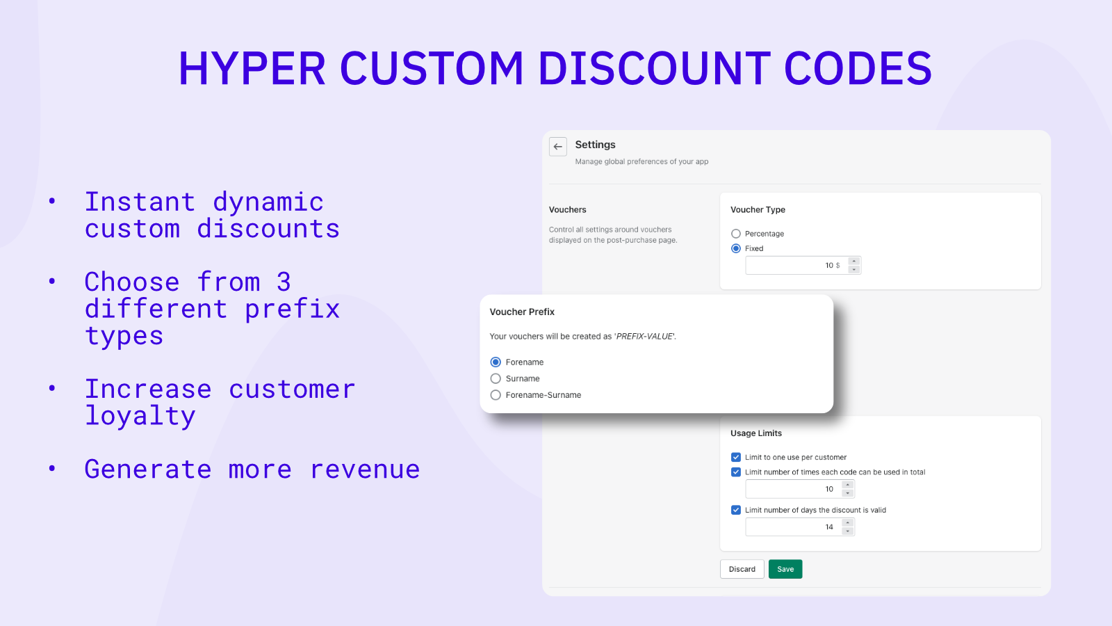 custom discount codes with customer names