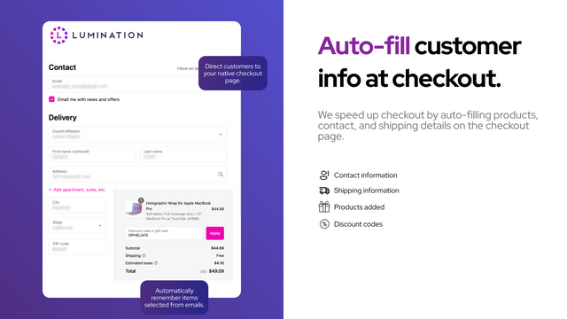 Auto-fill customer info at checkout