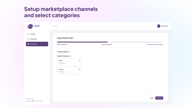 Selecciona el Canal de Mercado y elige todas las categorías.