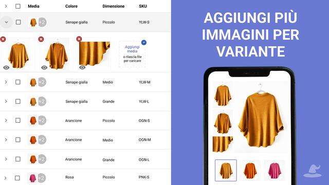 AGGIUNGI PIÙ IMMAGINI PER VARIANTE