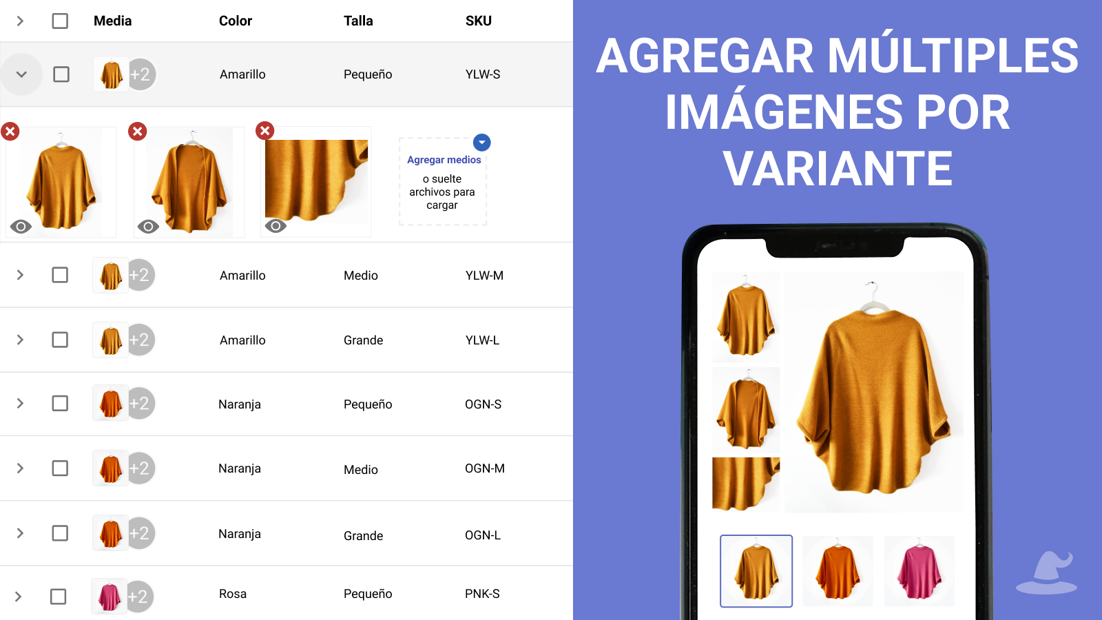 Añadir múltiples imágenes por variante