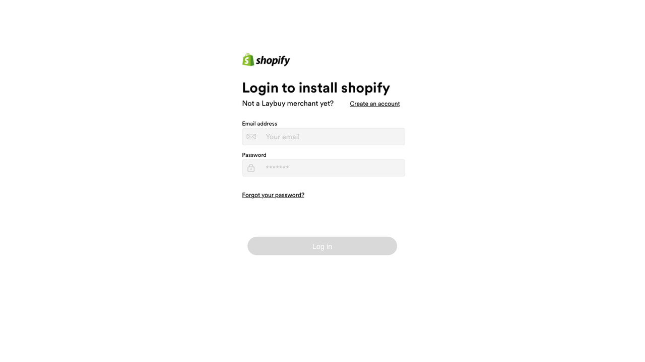 Forbind din butik med appen ved hjælp af dine Laybuy-legitimationsoplysninger
