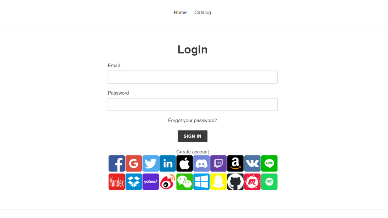 Ícones de Login Social no formulário de login