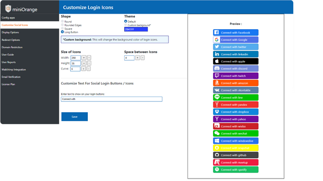 Tilpas sociale login ikoner