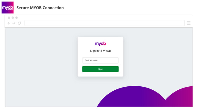 Connexion MYOB sécurisée