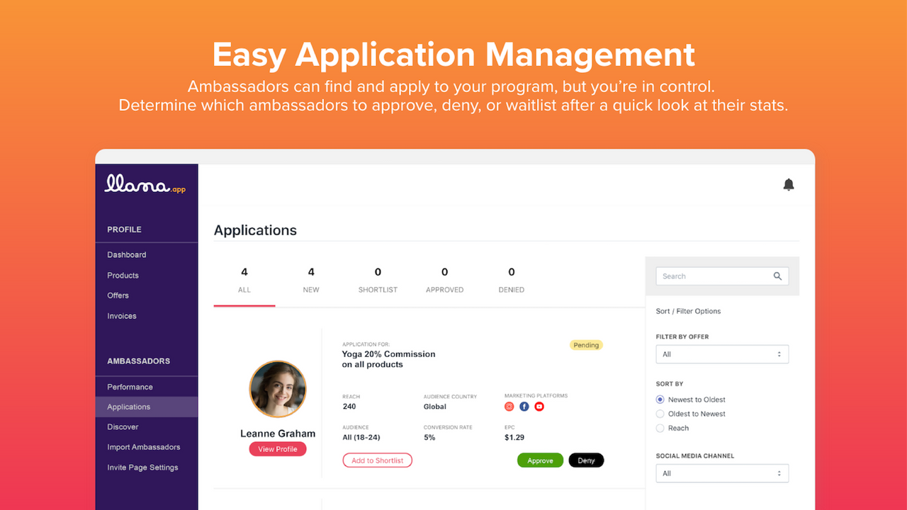 Easy Ambassador Application Management