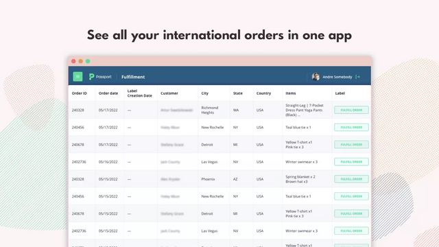 Visa internationella beställningar i en app