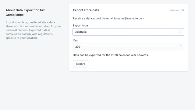 Mogelijkheid om verschillende exports en jaren te selecteren