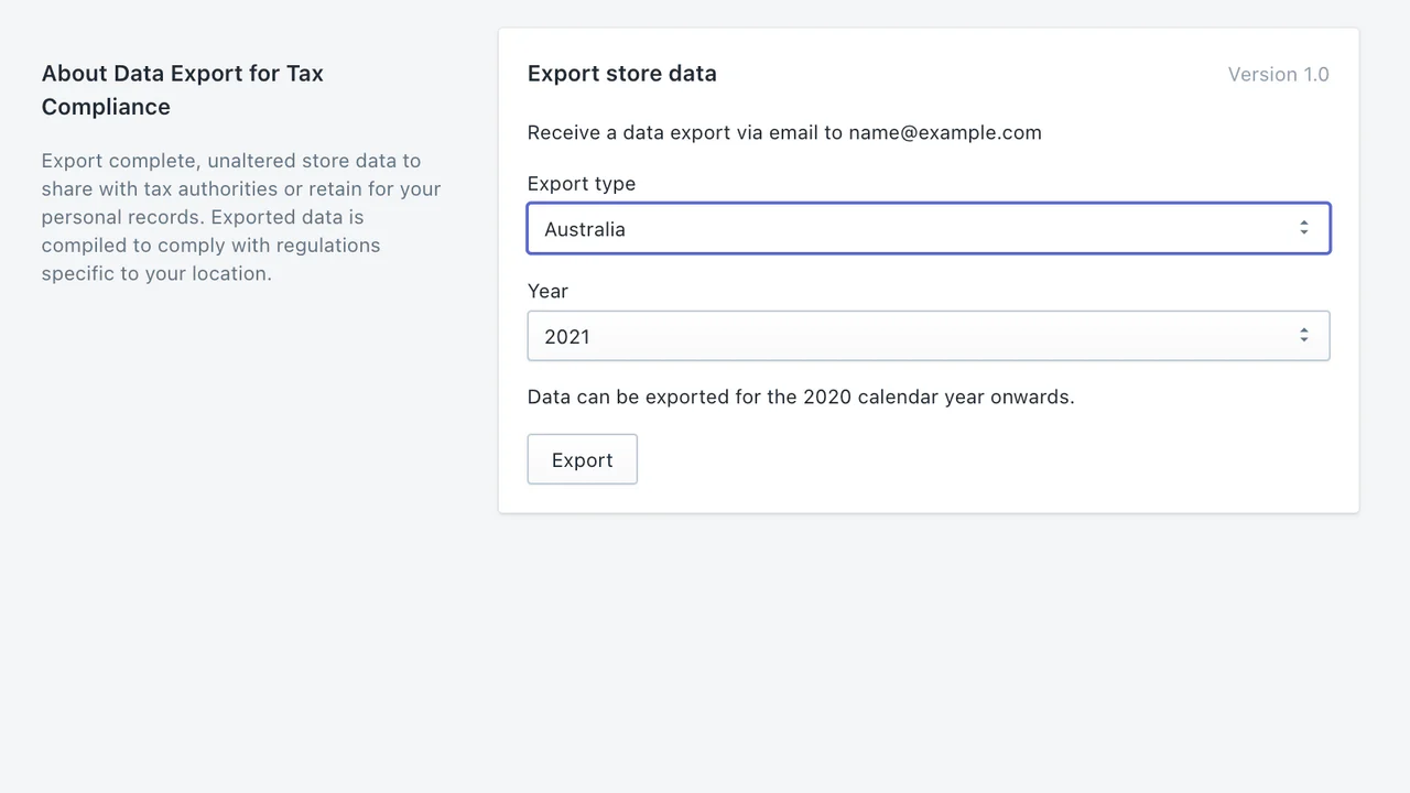 Ability to select different exports and years