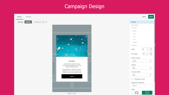 Kampagnendesign (Mobile-Vorschau)