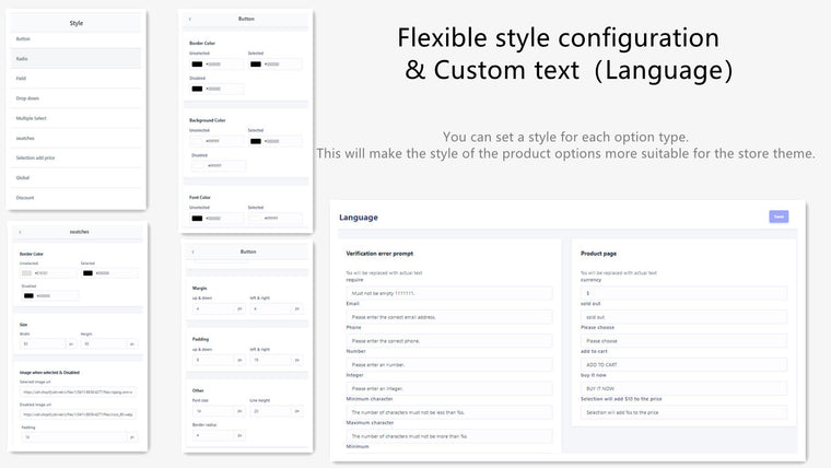 King Product Options & Variant Screenshot