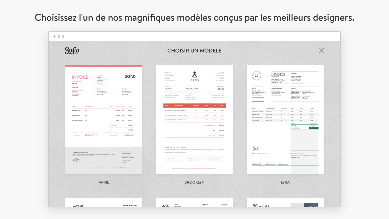 Choisissez un modèle de facture professionnel conçu pour Shopify