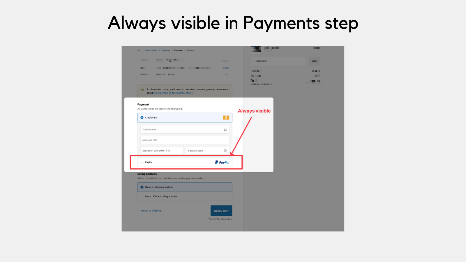 EasyHide PayPal in checkout Screenshot