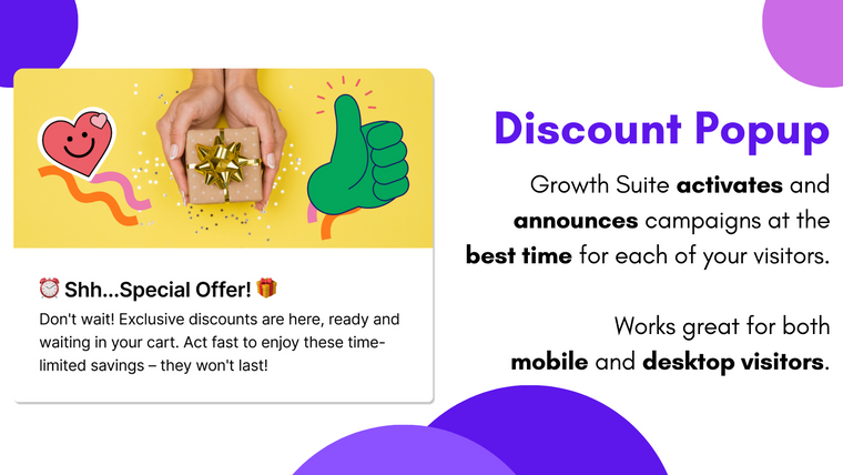 Growth Suite Discount Popup AI Screenshot