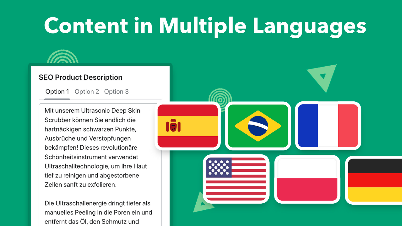 Content in multiple languages.