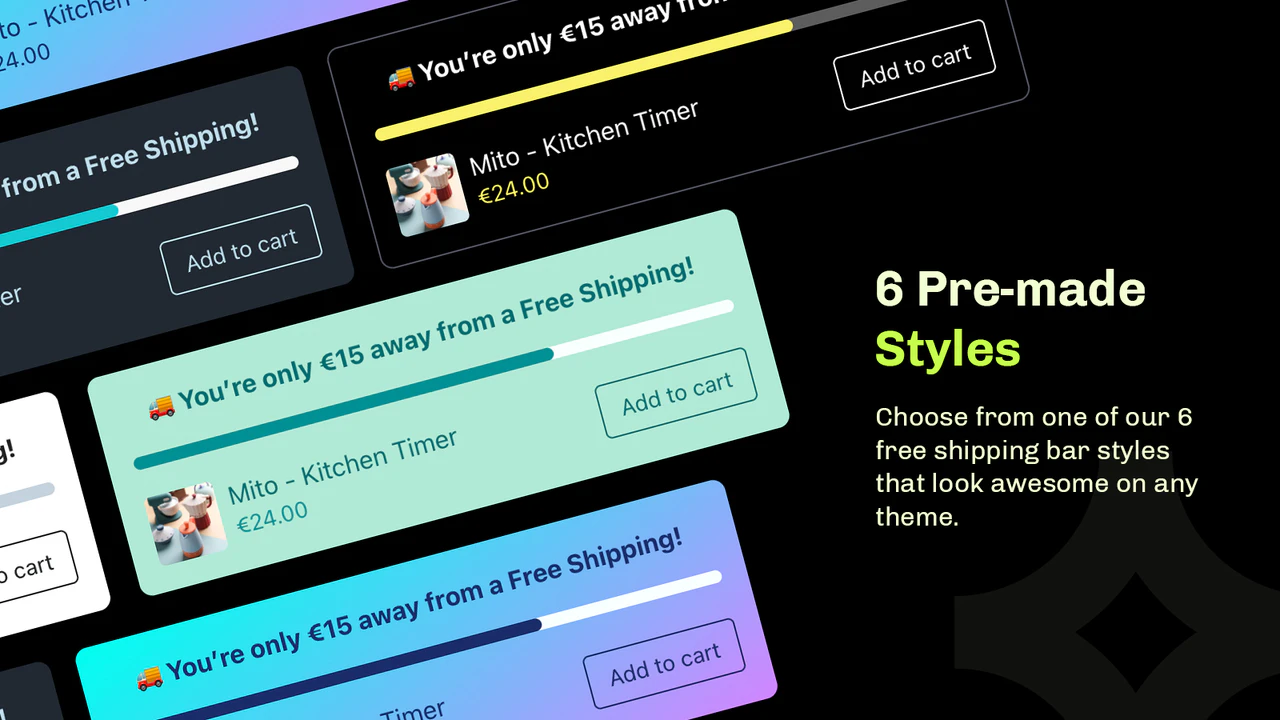 6 vorgefertigte Stile für den kostenlosen Versandbalken