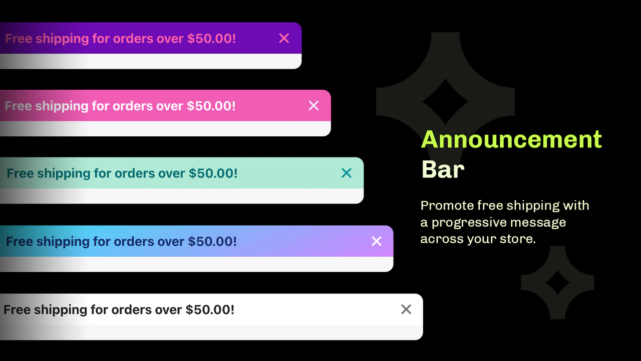 Barre d'annonce de progression de la livraison gratuite