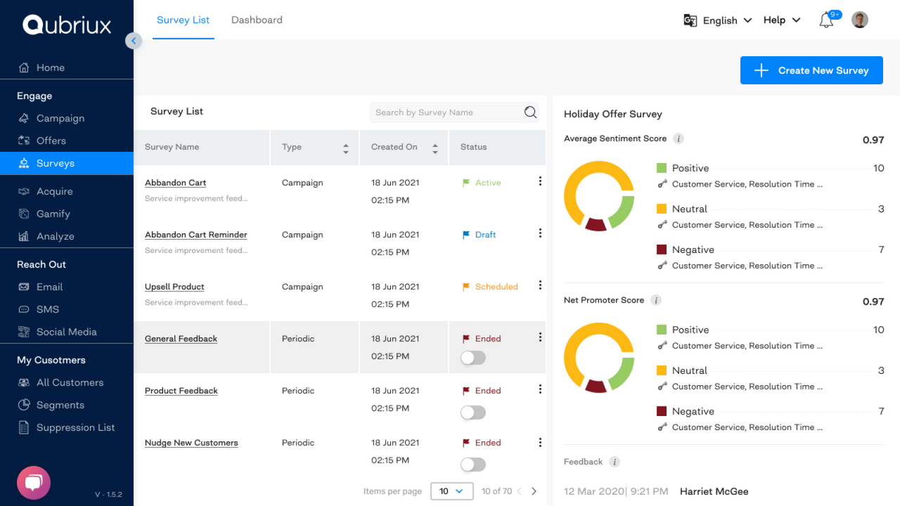 Send and analyze surveys