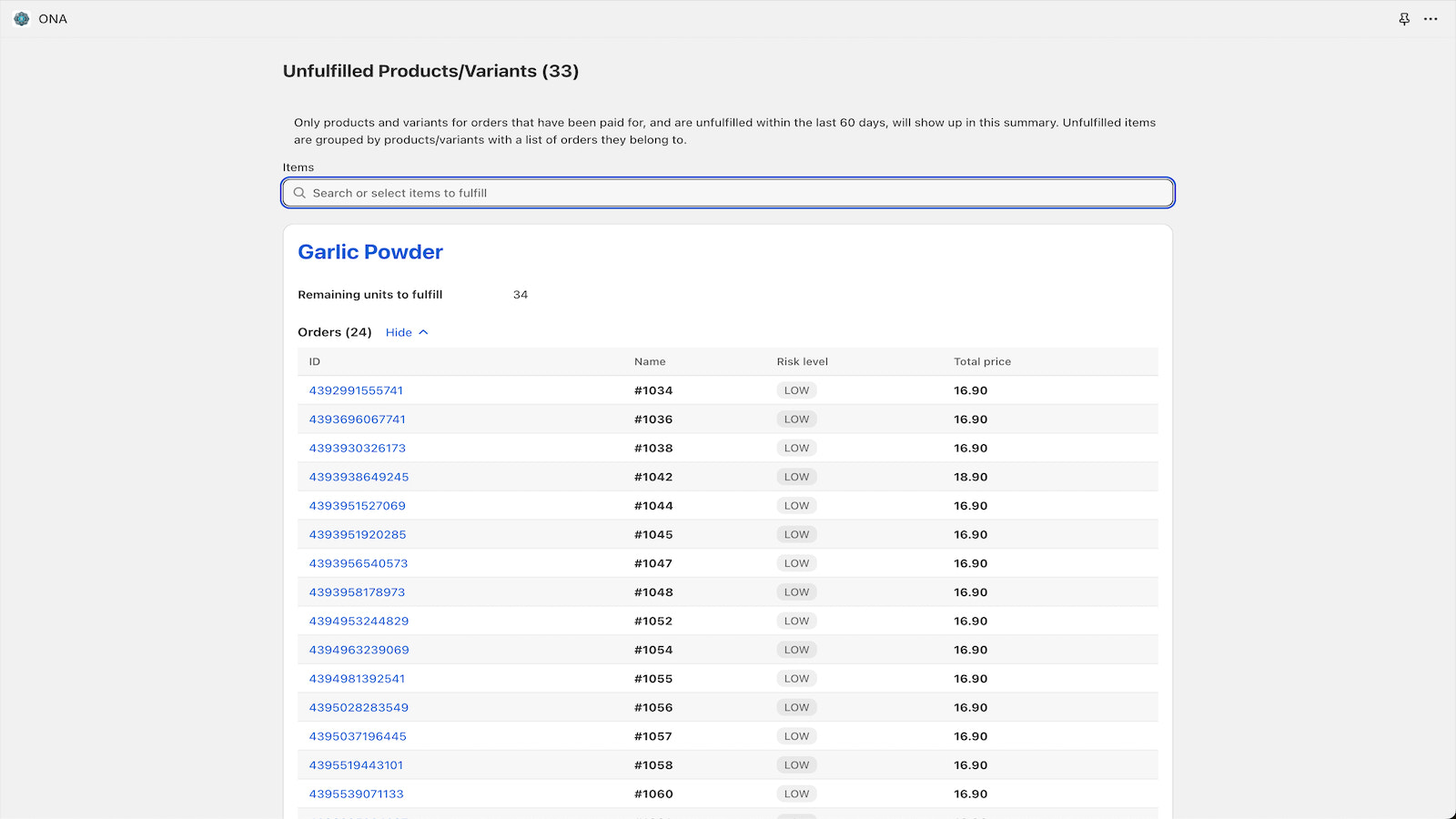 See all orders associated to products that need to be fulfilled