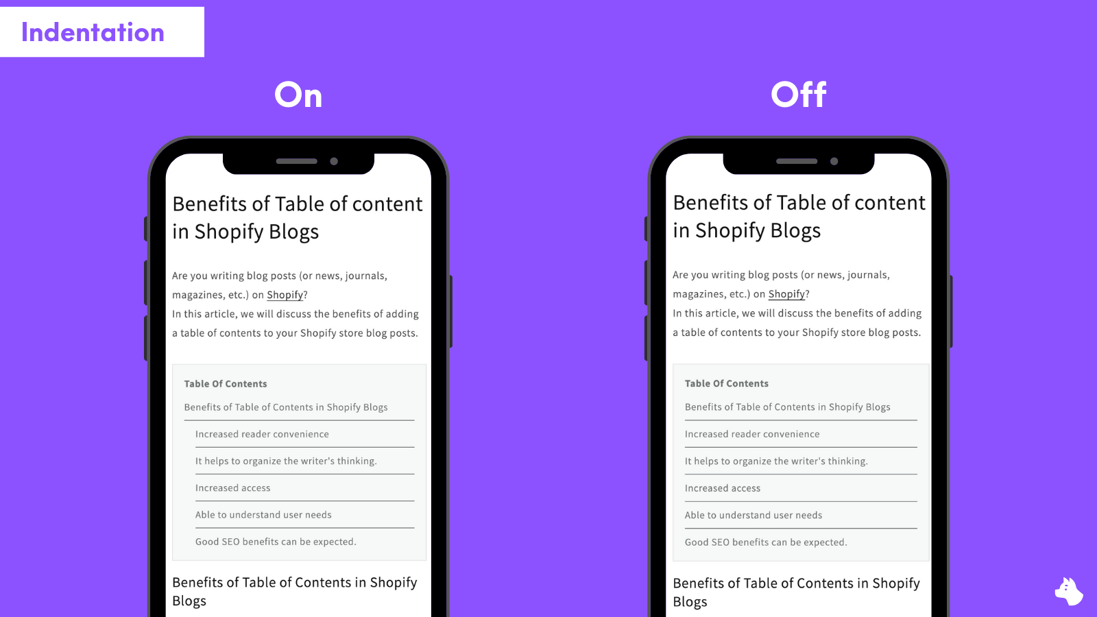 To make easier to read Indentation settings are also available