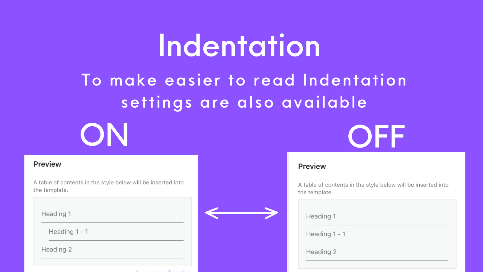 To make easier to read Indentation settings are also available