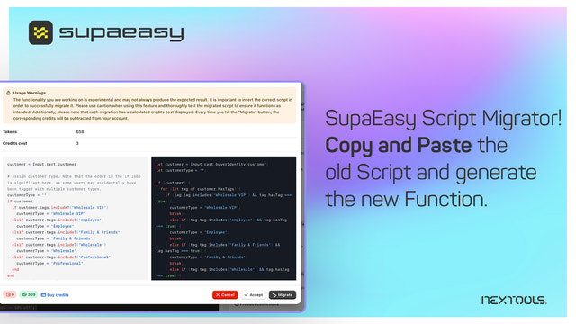 Supaeasy: Generador y Migrador de Funciones de Shopify