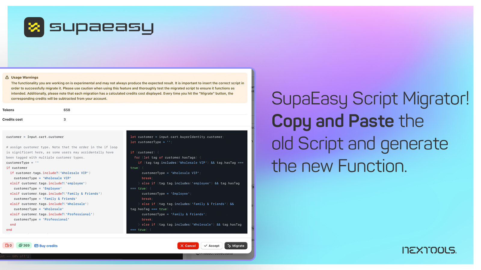 Supaeasy：Shopify 功能生成器与迁移器
